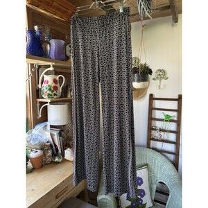 White House Black Market Pull On Black Geometric Mediterranean Pants Travel Sm